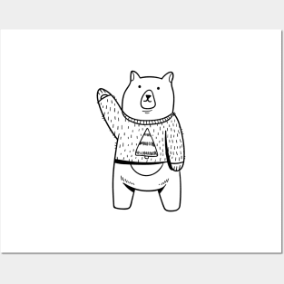 Bear - Cute wearing Sweater for christmas Posters and Art